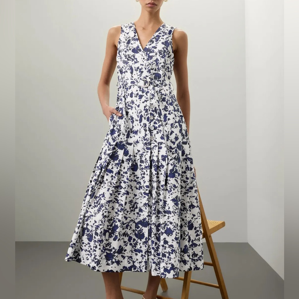 Eudon Choi Sleeveless Floral Pleated Mini Dress